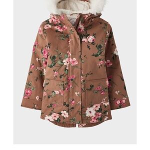 Floral Brown Kids Jacket with Hood